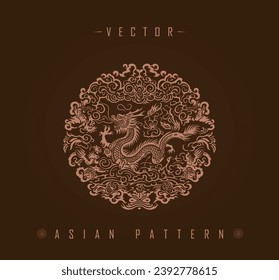 Intricate Dragon Motif Asian Circular Pattern