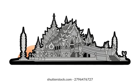 Intricate drawing of old temple