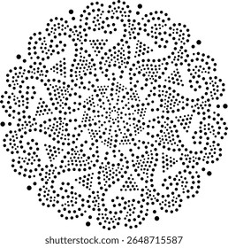 Ilustração De Design Floral Abstrata, Oriental, Árabe E Indiana, Mostrando Linhas Curvas Pontilhadas Pretas E Traingles. Elemento de design central étnico plano. Vetor tradicional do bordado. Design festivo