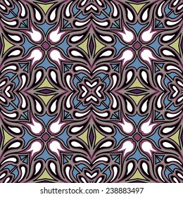 Intricate eastern pattern. Seamless vector background.
