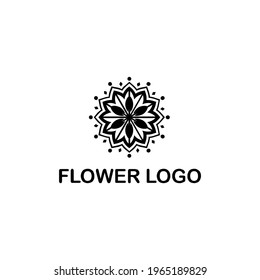 An intricate and elegant abstract flower mandala vector logo design combining floral patterns with geometric symmetry, symbolizing balance, harmony, and spiritual growth. Perfect for yoga studios