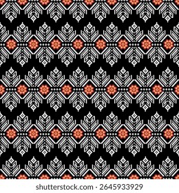 Intricate Ethnic Textile Pattern with Floral and Geometric Motifs