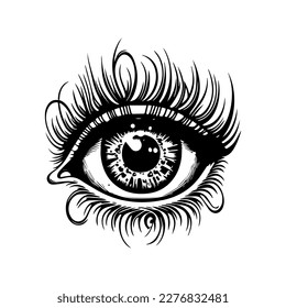 intricate eye tattoo concept, expertly crafted in detailed line art by a skilled illustrator