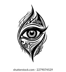 intricate eye tattoo concept, expertly crafted in detailed line art 