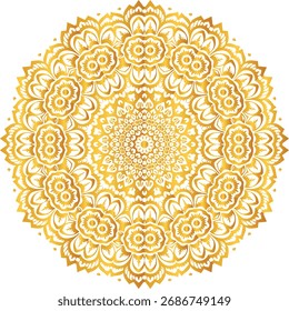 Mitad-Mandala de filigrana intrincada con fondo sólido. Vector gráfico de oro para borde de esquina, Plantilla de invitación de lujo o impresión textil.
