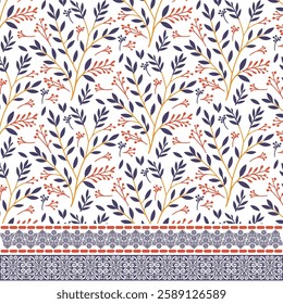 intricate floral border pattern with decorative elements for fabric and invitation templates
