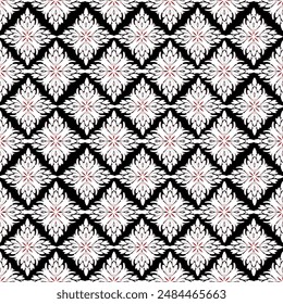 Patrones de diamantes florales intrincados en blanco y negro