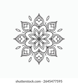 Intricate Floral Heart Mandala Outline vector art design