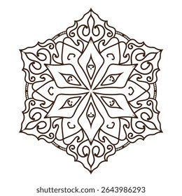 Design de mandala floral intrincado com espirais detalhadas e elementos de simetria