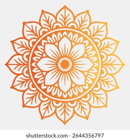 Intricate Floral Mandala Design with Petals and Leaf Details