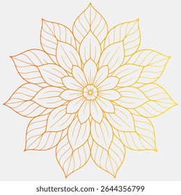 Intricate Floral Mandala Design with Petals and Leaf Details