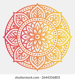 Intricate Floral Mandala Design with Petals and Leaf Details