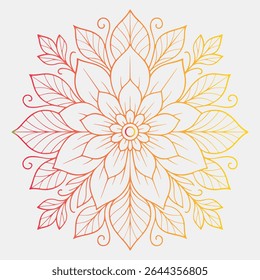 Intricate Floral Mandala Design with Petals and Leaf Details