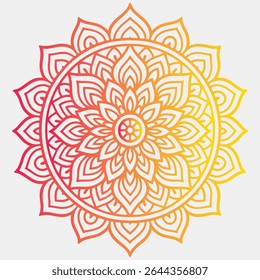 Intricate Floral Mandala Design with Petals and Leaf Details