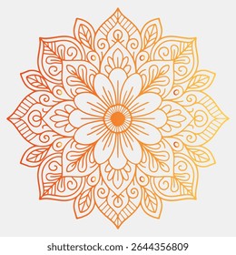Intricate Floral Mandala Design with Petals and Leaf Details