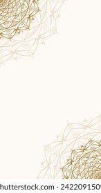 Intricate Floral Mandala Ornaments on a Luminous White Gold Vertical Vector Background