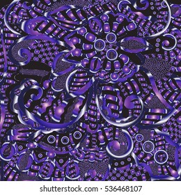 Intricate floral pattern. Abstract lines, circles and waves. Freehand sketch. Clear outline. Bright illustration.