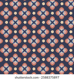 Intricate Floral Pattern on a Deep Navy Background