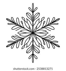 Intricate floral patterns intertwine to form a unique snowflake design, perfect for winter and holiday projects