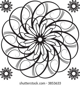 Intricate floral spiral design in vector format.