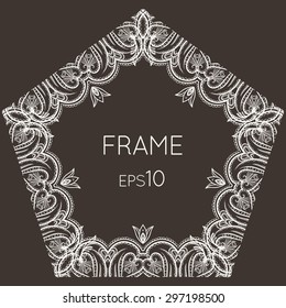 Intricate floral vector frame pentagonal