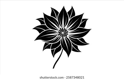 Intricate Flower: Bold Monochrome Design