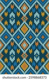 Intricate Folk Art Knitting Pattern in Earthy Tones for Textile and Decor