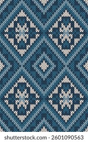 Intricate Folk Art Knitting Pattern in Earthy Tones for Textile and Decor