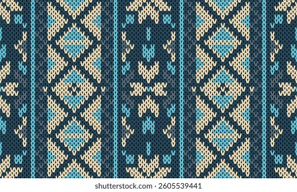 Intricate Folk Art Knitting Pattern in Earthy Tones for Textile and Decor