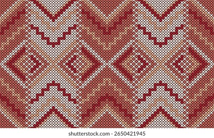 Intricate Folk Art Knitting Pattern in Earthy Tones for Textile and Decor