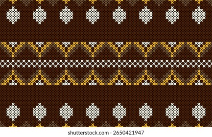Patrón de tejido de arte de Folk intrincado en tonos terrosos para textiles y decoración