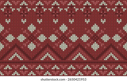 Intricate Folk Art Knitting Pattern in Earthy Tones for Textile and Decor