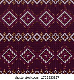 Patrón de tejido de arte de Folk intrincado en tonos terrosos para textiles y decoración