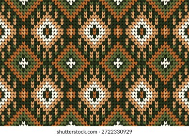 Patrón de tejido de arte de Folk intrincado en tonos terrosos para textiles y decoración