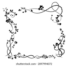 intricate frame rose and vine with leaves plant. vector stock image
