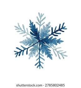 Intricate frosty snowflake crystal structure