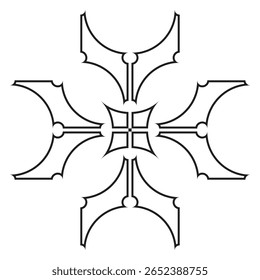 Design intrincado de mandala floral geométrica com simetria em forma de pétala, criado inteiramente usando traçados para visuais modernos e elegantes.