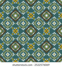 Intricate geometric floral pattern in vibrant colors