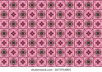 Patrón geométrico intrincado de la flor en el fondo rosado, un diseño vibrante y ornamental para los proyectos creativos
