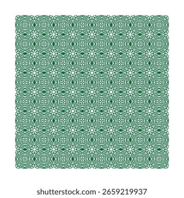 Intricate Geometric Green Pattern, Repeating Star and Diamond Design