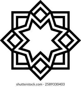 An intricate geometric Islamic pattern forming an eight-pointed star with inner details.