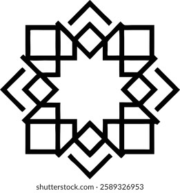 An intricate geometric Islamic star with multiple overlapping layers, symbolizing depth and divine harmony.