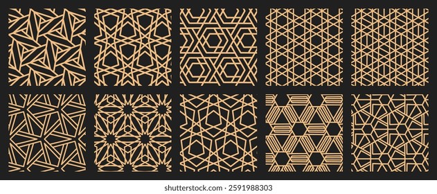 Intricate Geometric Line Patterns Set. For Modern Aesthetic Designs and Digital Art Inspirations