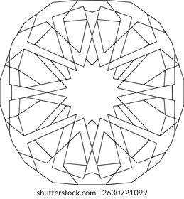 Intricate geometric mandala circular design black and white