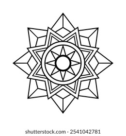 Intricate Geometric Mandala for Coloring Book Star Pattern Design