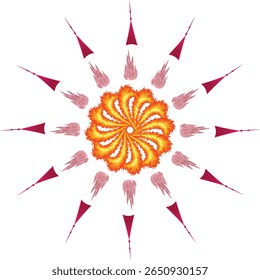 Intricate geometric mandala design with vibrant color accents