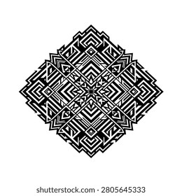 Intricate Geometric Maze Logo Design - Black Complex Square Pattern