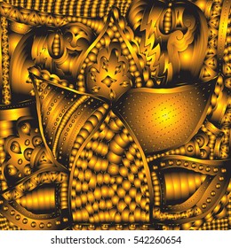 Intricate geometric pattern. Abstract lines, circles and waves. Freehand sketch. Clear outline. Bright illustration.