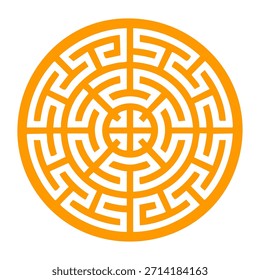Intricate Geometric Round Pattern of Traditional Asian Window Frame