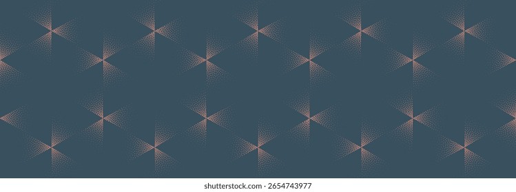 Intricate geometric shapes create a harmonious pattern with a blend of brown and blue hues. This modern composition features stipple effect, adding depth and sophistication to digital graphic artwork
